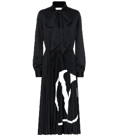 Shop Valentino Vlogo Jersey Midi Dress In Black