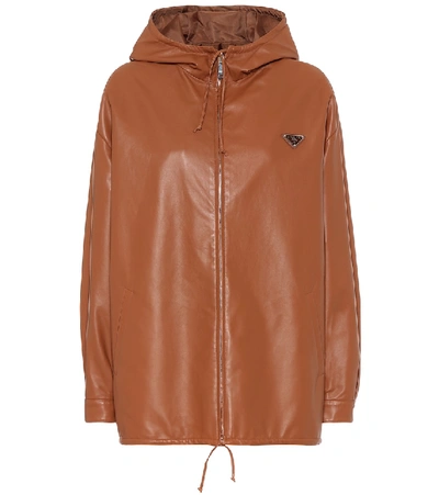 Shop Prada Reversible Leather And Nylon Jacket In Neutrals