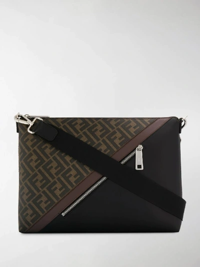 Shop Fendi Ff Pattern Large Clutch In Brown