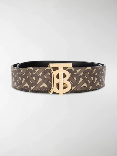Shop Burberry Monogram Reversible Belt In Brown