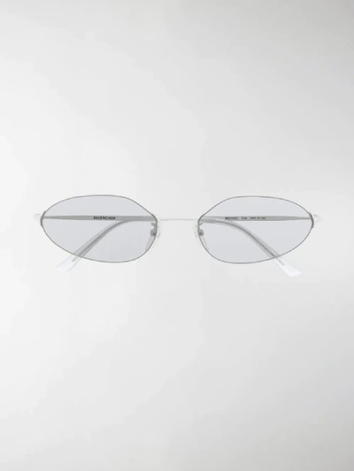 Shop Balenciaga Invisible Oval-frame Sunglasses In White