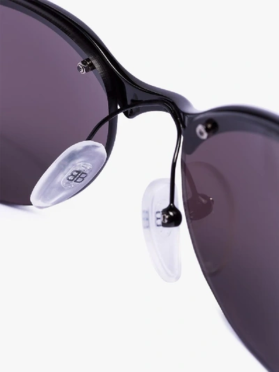 Shop Balenciaga Black Metal Frame Cat Eye Sunglasses