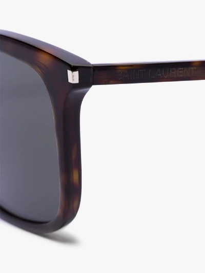 Shop Saint Laurent Eyewear Brown Sl 304 Tortoiseshell Wayfarer Sunglasses