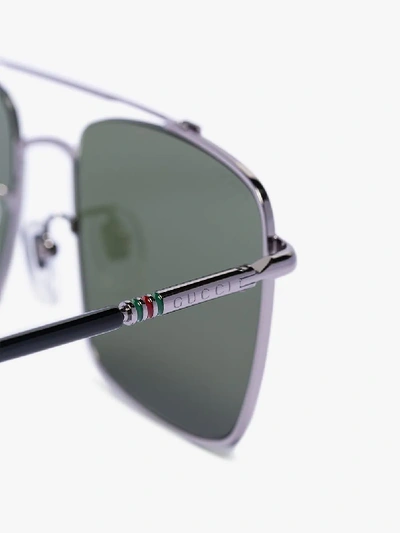 Shop Gucci Silver Tone Square Sunglasses