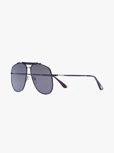 Shop Tom Ford Black Connor Aviator Sunglasses