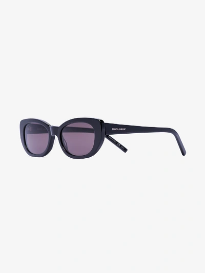 Shop Saint Laurent Eyewear Black Betty Oval Sunglasses