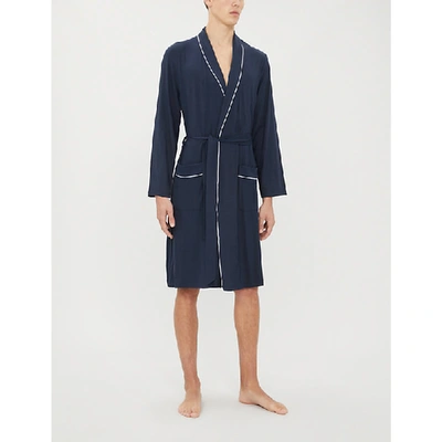 Shop Derek Rose Basel Stretch-jersey Robe In Navy