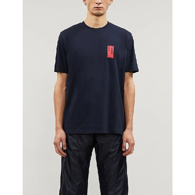 Eerder magnetron Afkorting Hugo Logo-print Cotton-jersey T-shirt In Dark Blue | ModeSens