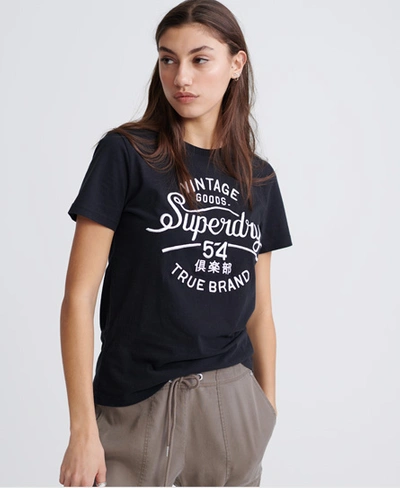 Shop Superdry Women's Mono Vintage Goods T-shirt Black Size: 8