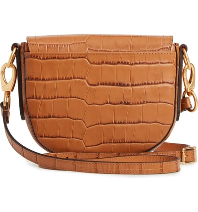 Shop Longchamp Small Cavalcade Crocodile Embossed Leather Crossbody Bag - Brown In Camel