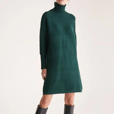 Shop Paisie Ribbed Polo Neck Jumper Dress In Green