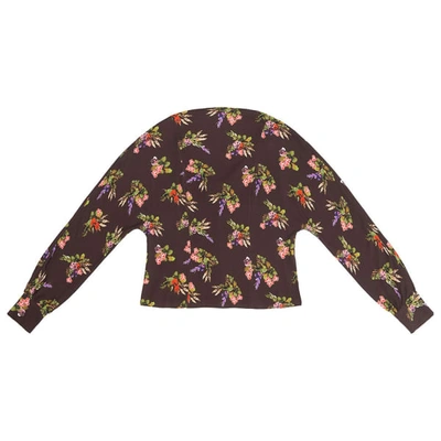 Shop Tomcsanyi Piroska Lame Flower Print Open Back Tie Blouse In Multicolour