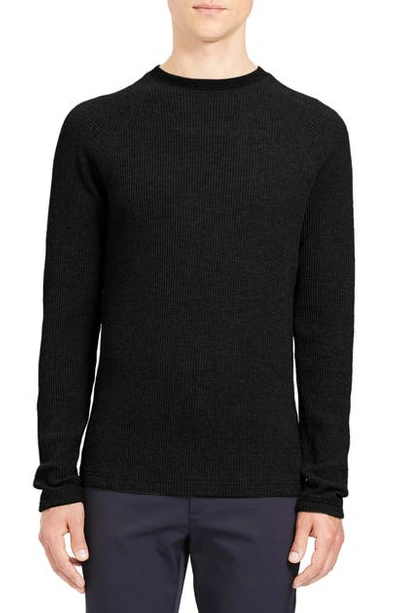 Shop Theory River Thermal Stitch Long Sleeve T-shirt In Black