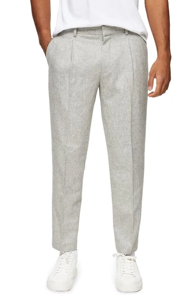 Shop Topman Warm Handle Smart Tapered Trousers In Grey
