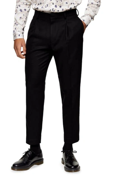 Shop Topman Warm Handle Smart Tapered Trousers In Black