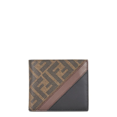 Shop Fendi Ff Monogrammed Leather And Canvas Wallet