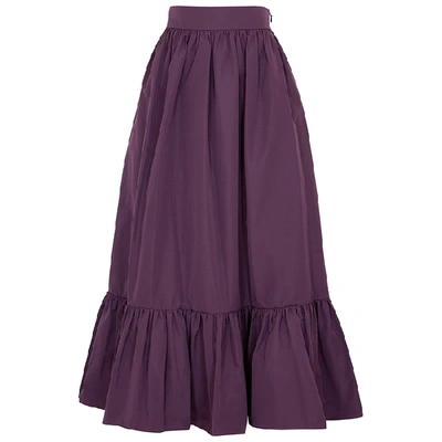 Shop Valentino Purple Flared Taffeta Skirt