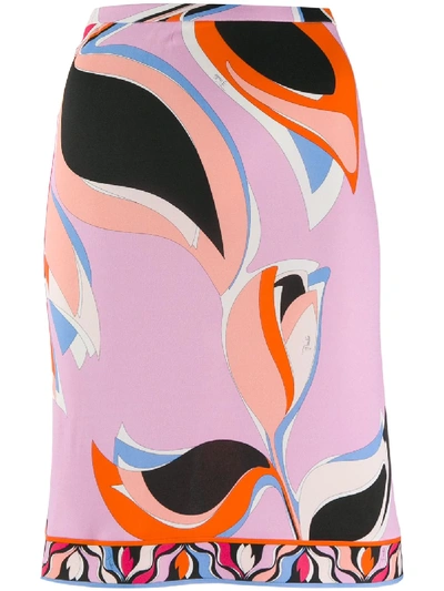 Shop Emilio Pucci Printed Straight Skirt In Pink