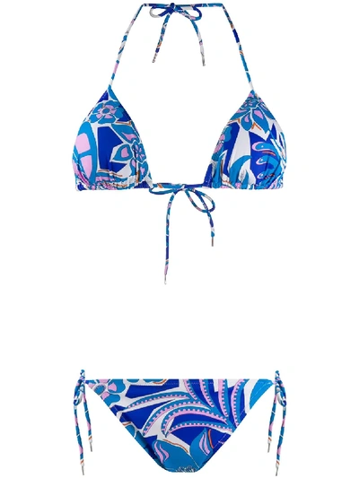 Shop Emilio Pucci Printed Bikini Bottom In Blue