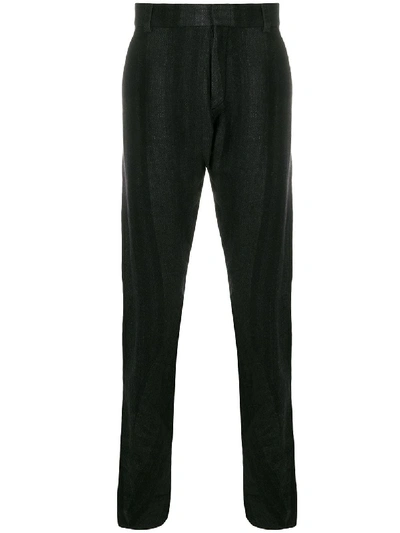 Shop Devoa Striped Straight-leg Trousers In Black