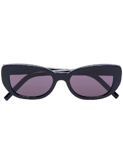 Shop Saint Laurent Betty Oval Sunglasses In Black