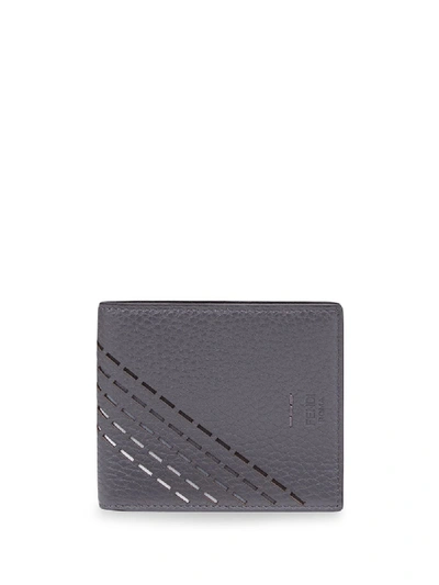 Shop Fendi Cut Out Detail Wallet In Grey