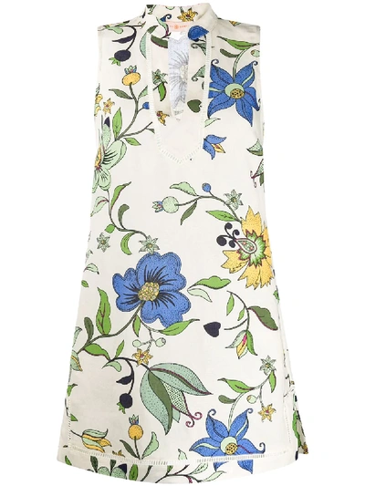 Shop Tory Burch Floral Print Mini Dress In White