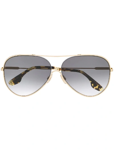 Shop Victoria Beckham Pilot Frame Sunglasses In Gold