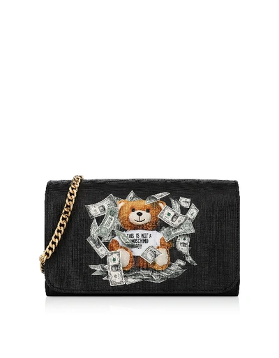 Shop Moschino Dollar Teddy Bear Black Wallet Clutch