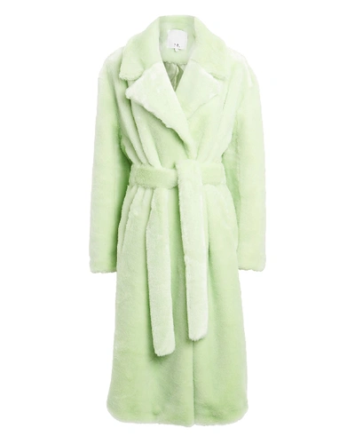 Shop Tibi Oversized Faux Fur Wrap Coat In Green-lt