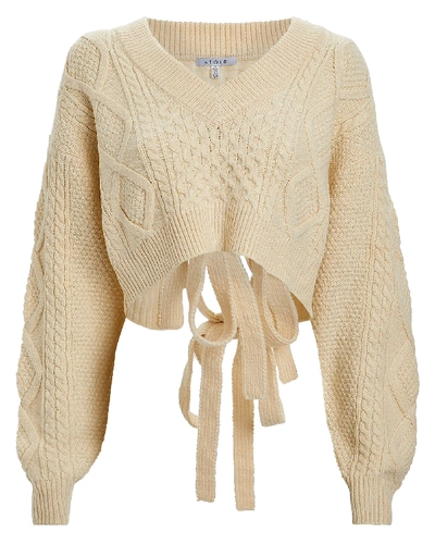 Shop Atoir Atoìr Unhinged Cropped Cable Knit Sweater In Ivory