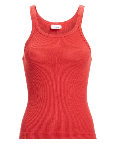 Shop Re/done Ribbed Cotton Tank In Orange