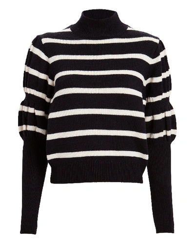 Shop Derek Lam 10 Crosby Elani Striped Wool Mock Neck Sweater In Blk/wht