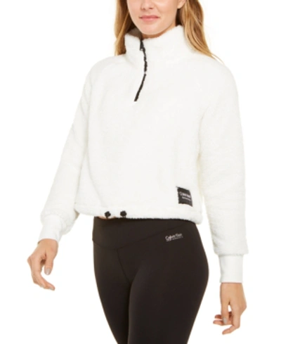 Calvin Klein Performance Fleece Quarter-zip Top In Cloud | ModeSens