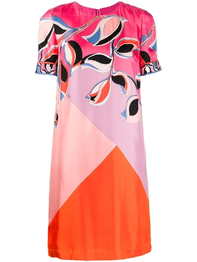 Shop Emilio Pucci Printed Colour Block Dress In Pink