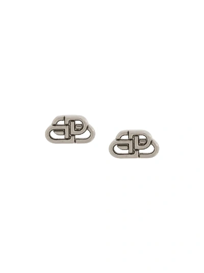 Shop Balenciaga Bb Xs Stud Earrings In Metallic