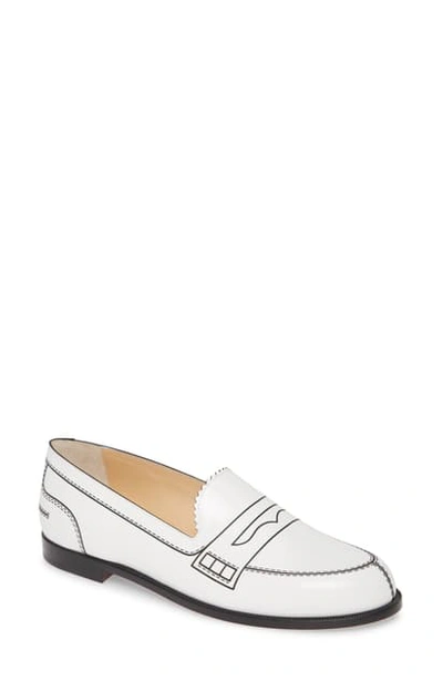 Shop Christian Louboutin Mocalaureat Loafer In Black/ White