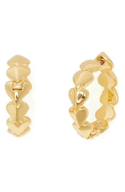 Shop Kate Spade Heritage Heart Huggie Earrings In Gold