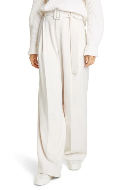 Shop Vince Belted High Waist Wide Leg Trousers In Magnolia