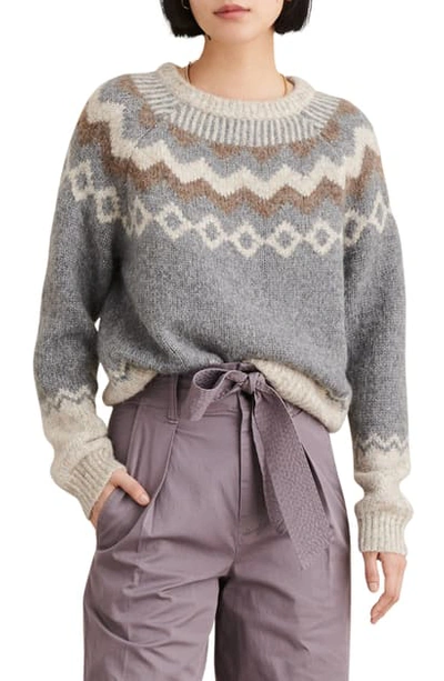Shop Alex Mill Fair Isle Wool Blend Sweater In Grey
