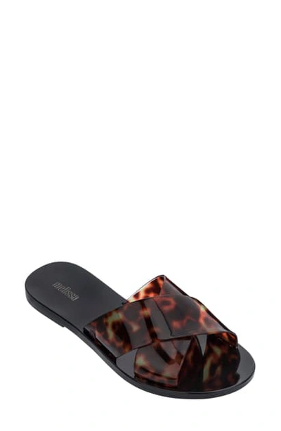 Shop Melissa Essential Slide Sandal In Black/ Tortoise