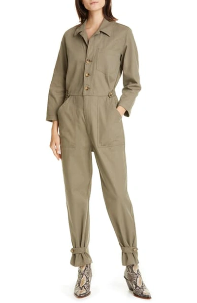Shop Trave Giselle Belted Jumpsuit In Green Fields