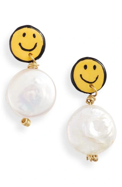 Shop Susan Alexandra Smiley Freshwater Pearl Earrings In Multi