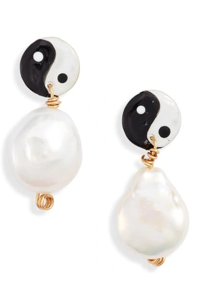 Shop Susan Alexandra Yin Yang Freshwater Pearl Earrings In Multi