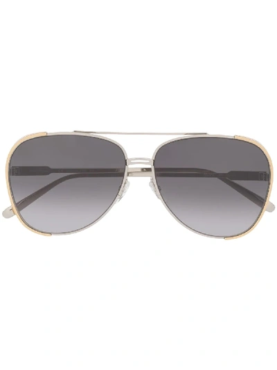 Shop Ferragamo Aviator Frame Sunglasses In Metallic
