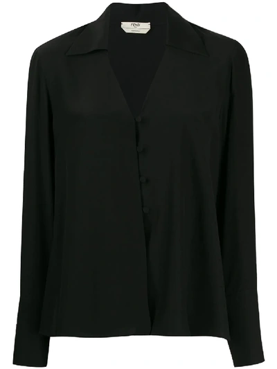Shop Fendi Buttoned Blouse In Black