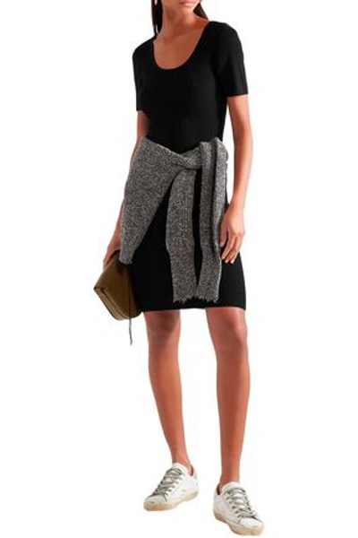 Shop Alexander Wang T Cutout Ribbed Wool Mini Dress In Black