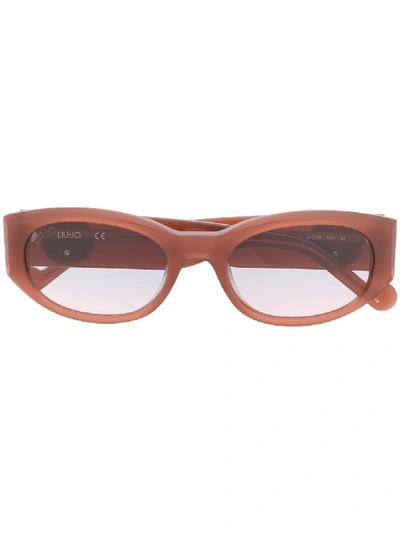 Shop Liu •jo Slim Oval Eye Frame Sunglasses In Pink