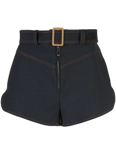 Shop Ellery Monumental Contrast Stitching Shorts In Blue