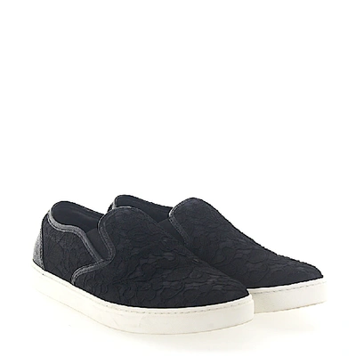 Shop Dolce & Gabbana Slip-on Textile Laces Black-combo